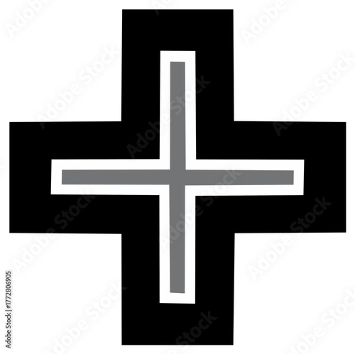 Stylized historic military cross medal award vector graphic icon