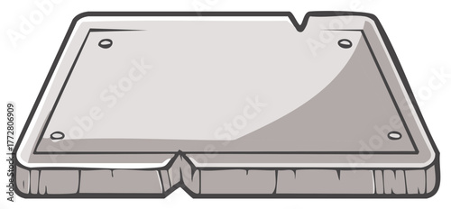 Stone Slab with Notches Illustration, Platform, Gray Material