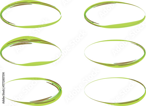 olive green color painted decorative ornate ovals set