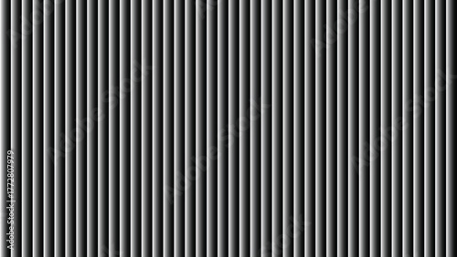 Vertical abstract metallic ribbed pattern background providing a textured and reflective surface for diverse applications