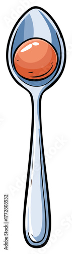 Aromatic Spoonful: Vibrant salmon-colored paste captured in a sleek metallic spoon, isolated on white background