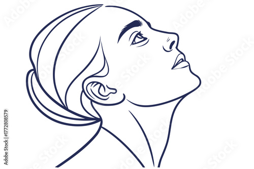 Abstract human face one-line drawing — continuous stroke, modern minimal vector