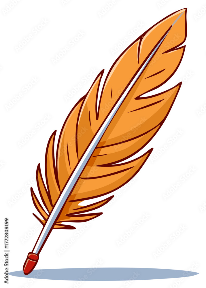 Obraz premium Orange Quill Pen with Shadow Detail