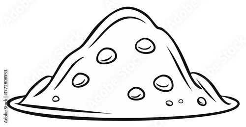 Cartoon Chocolate Chip Cookie Pile Line Art