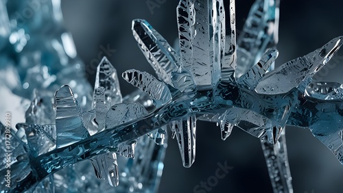 Cinematic frozen ice macro with natural cracks, high-detail minimal cold background texture