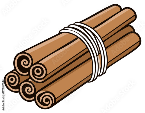 Bundle of Cinnamon Sticks Tied Together Spicy Aroma Flavoring Culinary Herb Ingredient