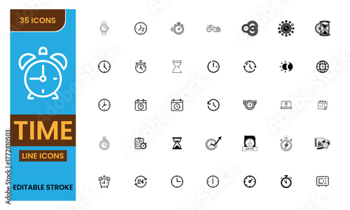 Minimal Line Art Time Icons