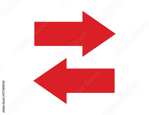 Dynamic red arrows pointing in opposite directions offer a compelling visual for navigation, comparison, or exchange, perfect for web design, presentations, and promotional materials
