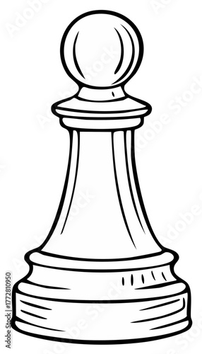 Simple Hand Drawn Chess Pawn Icon Isolated on White Background
