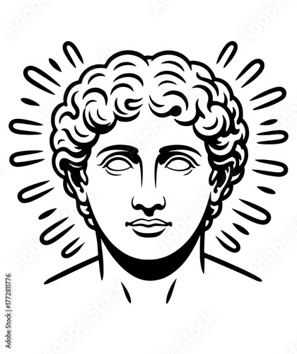 linear drawing silhouette of Apollo in minimalism pencil strokes vector
