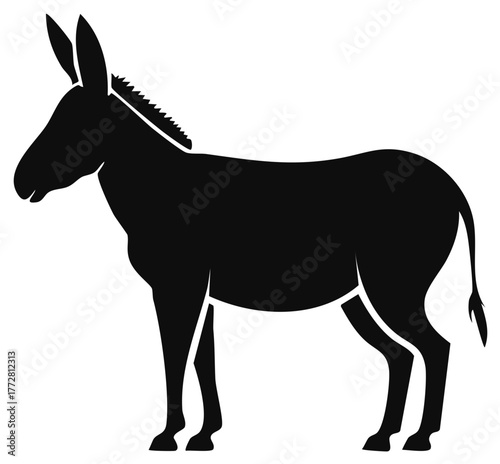 Strong donkey silhouette stands proudly, presenting its solid form in a bold artistic design