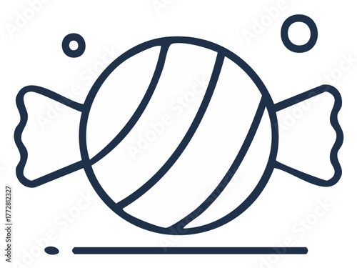 Iconic Candy Treat with Swirl Design and Wrapped Ends, Sweet Temptation, Graphic Outline