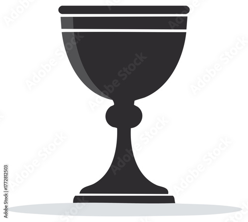 Elegant chalice illustration, dark silhouette, decorative design, symbol of religious ritual.
