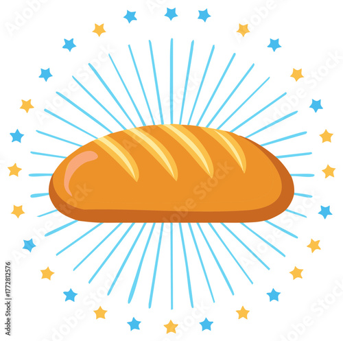 Golden Brown Loaf of Bread with Starburst and Stars