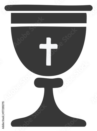 Christian religious symbol of a Holy Communion chalice with a cross icon