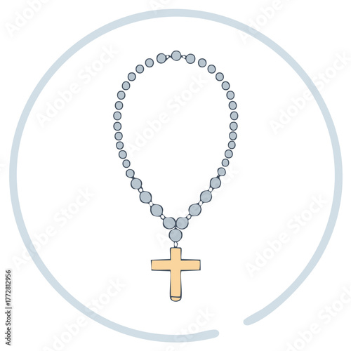 Christian rosary necklace with cross symbol for faith and devotion graphic