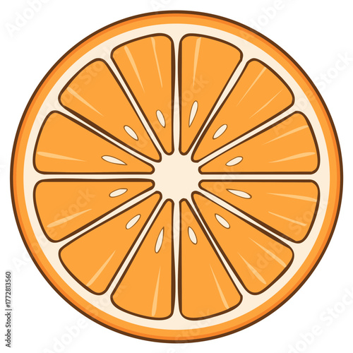 Vibrant Citrus Orange Fruit Slice Illustration with Bright Pulp Sections