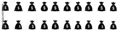 Money Bag Icon Set Vector