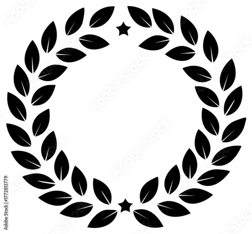 Classic laurel wreath with star accents on a white background