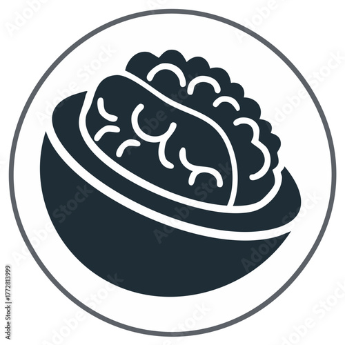 Delicious Mexican food taco icon in a flat modern circular design