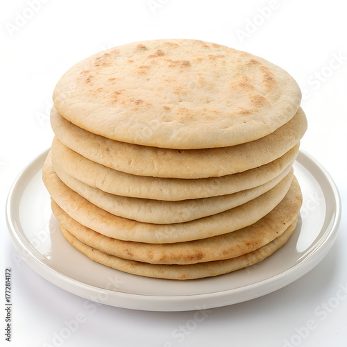 Stack of Fresh Pita Bread on Plate - Soft Flatbread Essentials