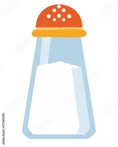 Salt shaker illustration, tabletop condiment container, seasoning, simple food art