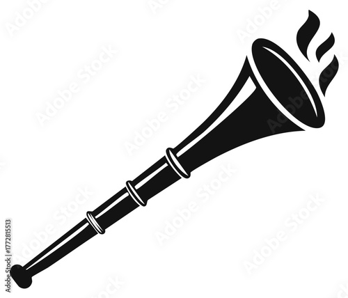 Vintage Bugle Horn with Smoke Silhouette Icon