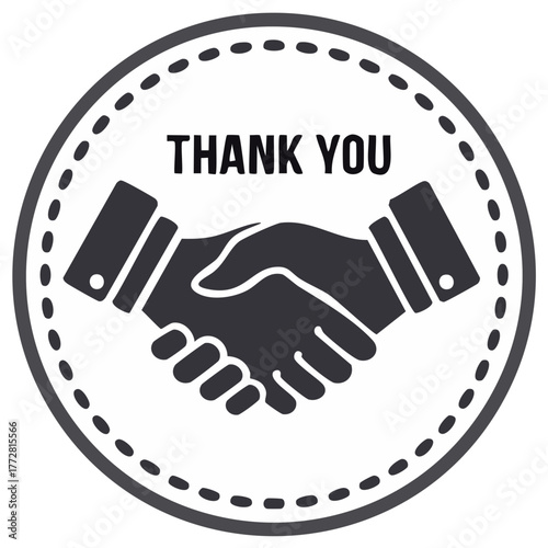Thank You Greeting with Handshake Icon in a Circular Design for Appreciation Messages