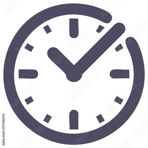 Simple dark gray clock face icon indicating progress or completion