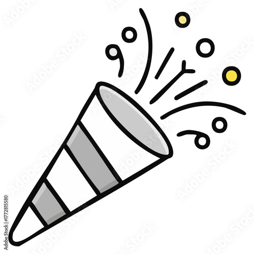 Party popper exploding with confetti illustration for celebrations and events