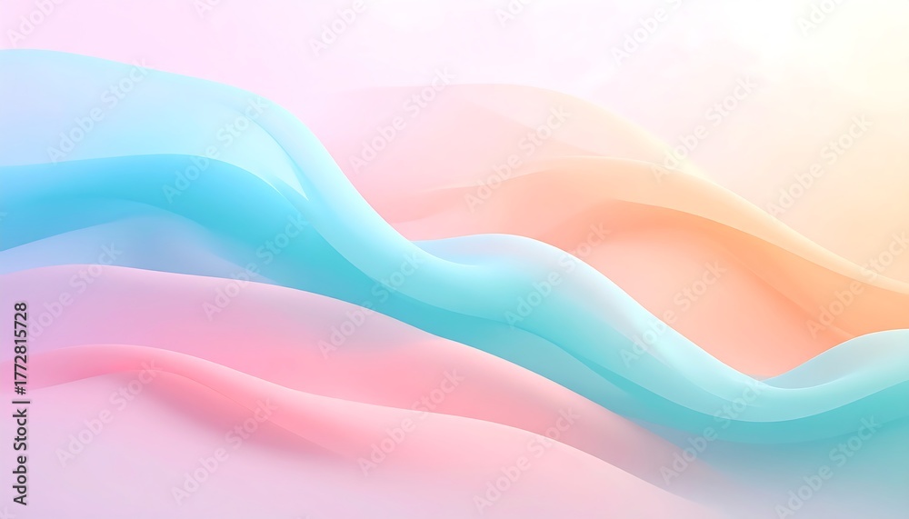 Fototapeta premium Abstract flowing waves of pastel colors creating a soft and ethereal abstract background design
