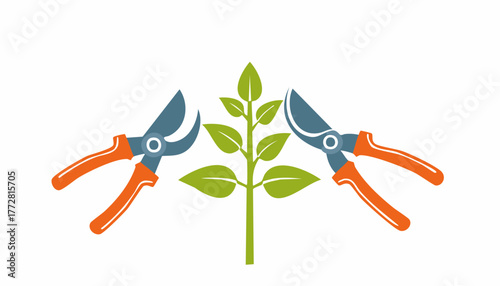 Gardening tool snips twigs for neat garden design promoting strong growth and vibrant foliage