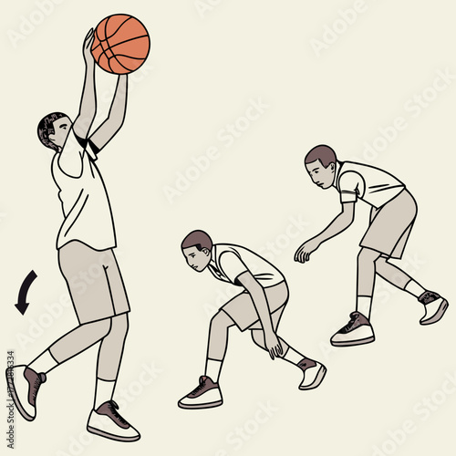 Sequence of Basketball Player Performing a Jump Shot throw action