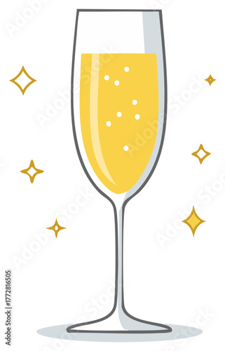Sparkling Champagne Flute Illustration for Celebration and Party