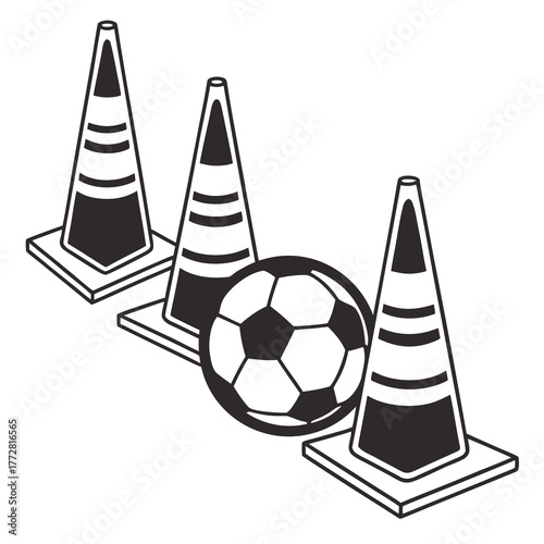 Soccer Ball and Training Cones Illustration football