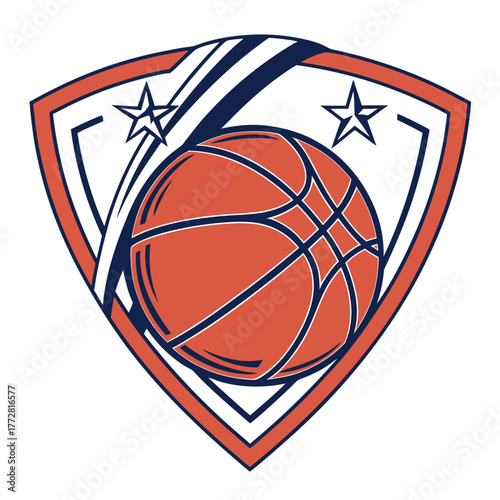 Basketball Emblem with Stars and Stripes logo shield