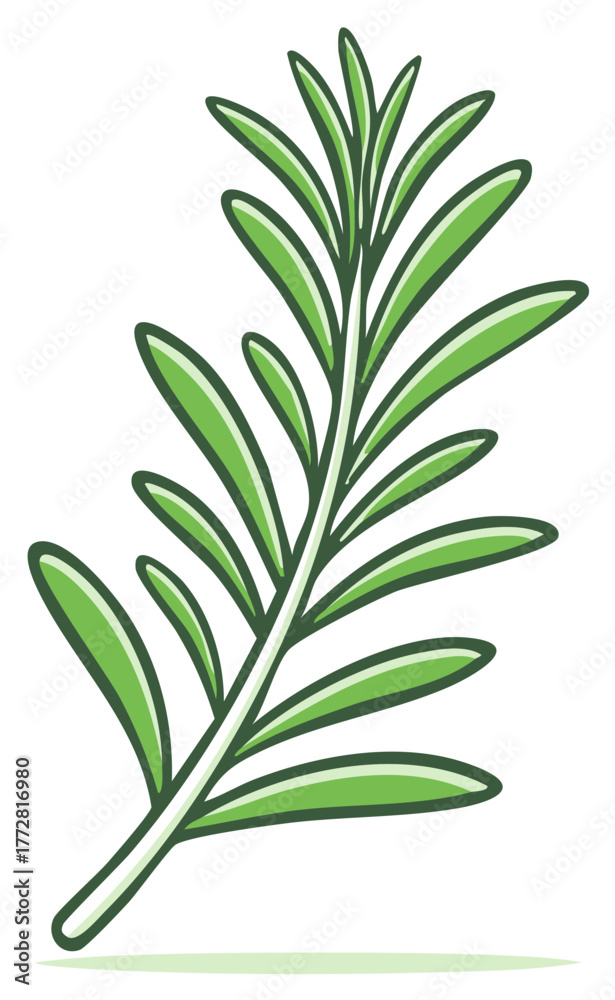 Fototapeta premium Illustration of a Fresh Green Rosemary Sprig Herbal Flavoring