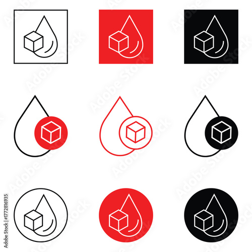 Set of blood glucose silhouette and line icon. Carbohydrate sucrose control. Glycemia icon, mellitus disease risk caution. Blood sugar glucose level icon alert interface graphic element set. 