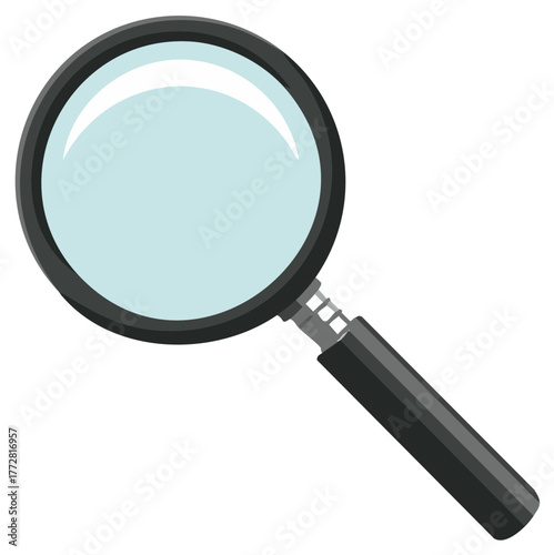 Simple magnifying glass illustration representing search, analysis, and discovery