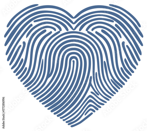 Unique Identity Love Symbol Abstract Fingerprint Lines Heart Design