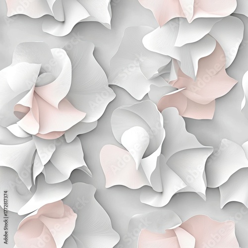 Elegant and Soft Abstract Floral Pattern with Light Tones and Flowing Shapes in Modern Design