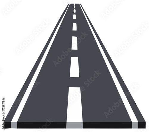 Perspective View of Asphalt Road with White Lane Markings Illustration