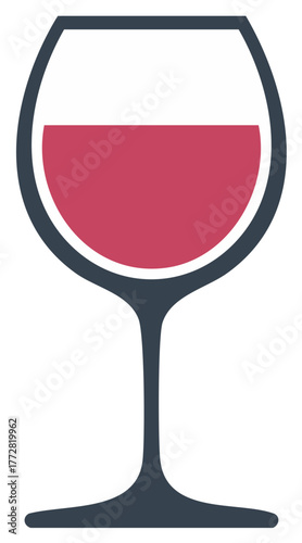 Glass of red wine icon with sleek dark rim celebration beverage