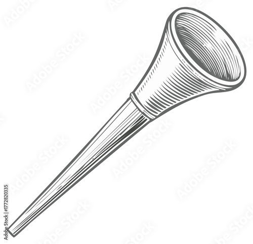 Monochrome Engraved Style Horn Reveille Illustration Ancient Musical Instrument