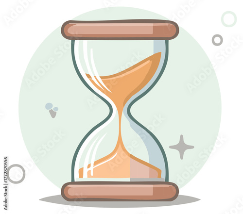 Hourglass with flowing sand and soft pastel background symbolizing the passage of time