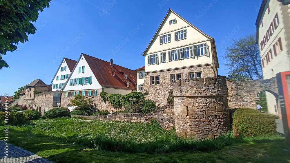 Fototapeta premium Colorful houses in the historical city center of Marbach am Neckar, Germany
