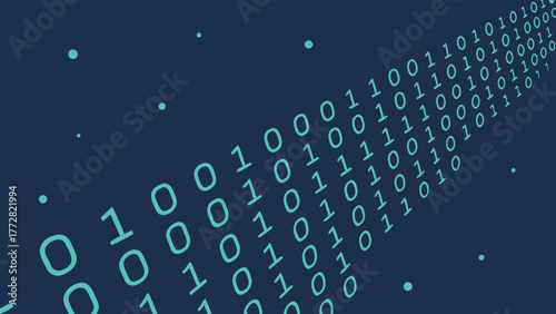 Binary code stream flowing into digital data and abstract information vector Abstract