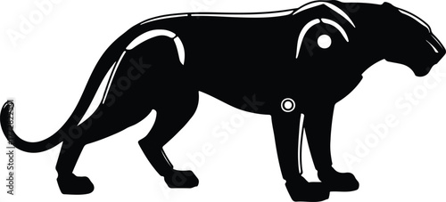 Vector Black panther prowling stealth predator strong animal silhouette illustration