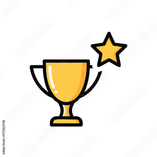 Award Trophy with Star Icon.