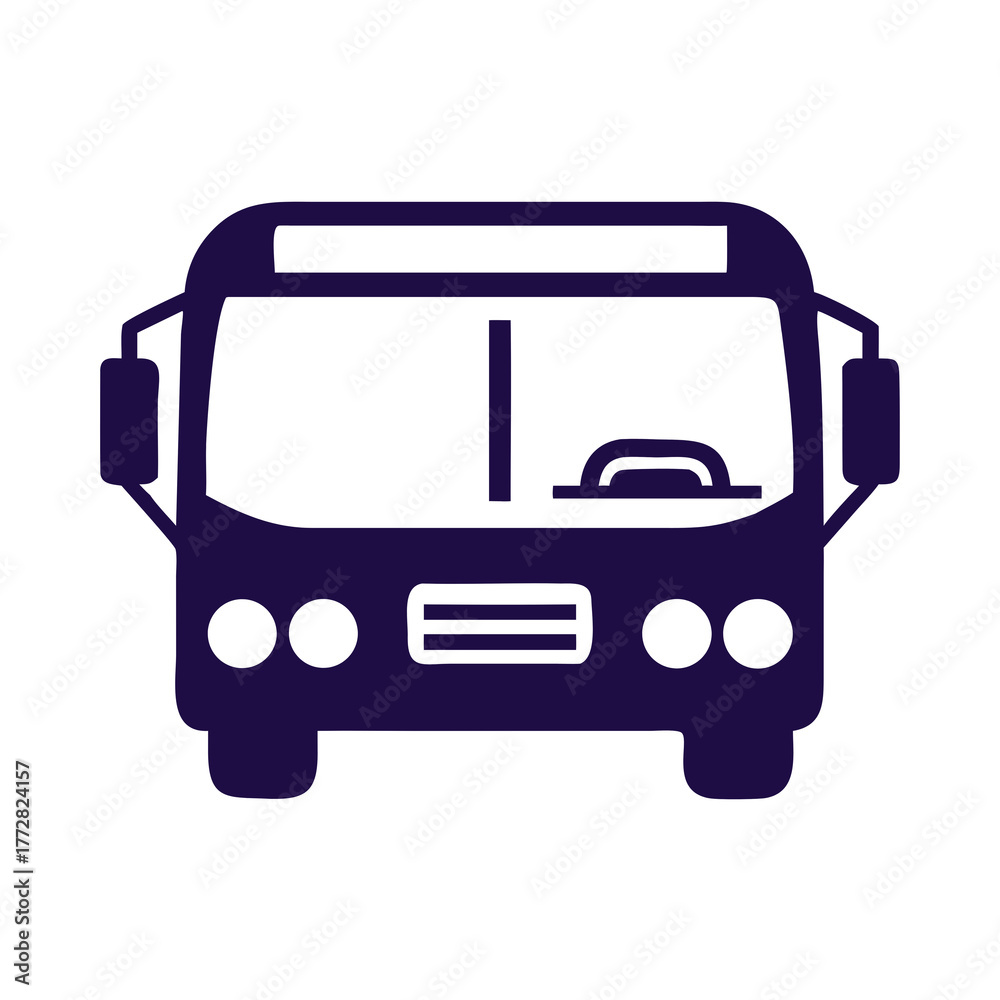 Obraz premium Purple outline of a bus front view isolated on transparent background